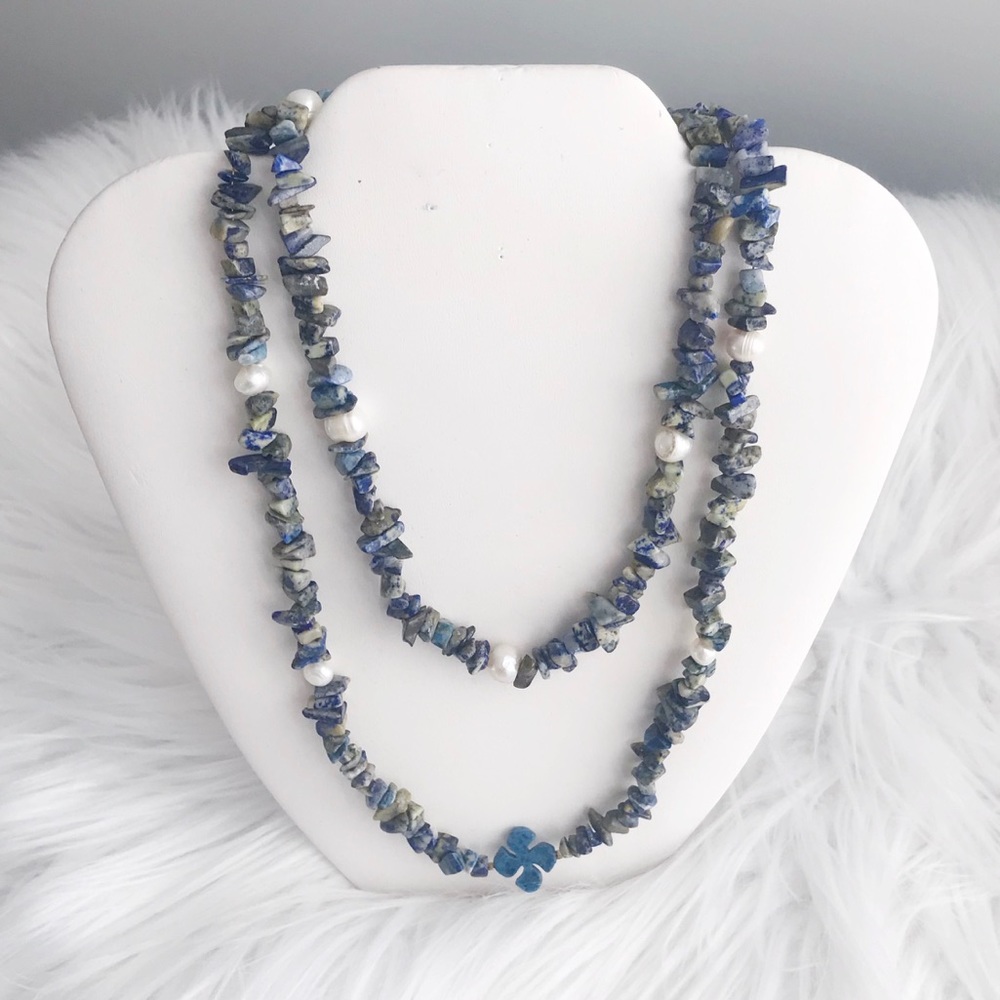 Lapis and fresh water pearl Necklace